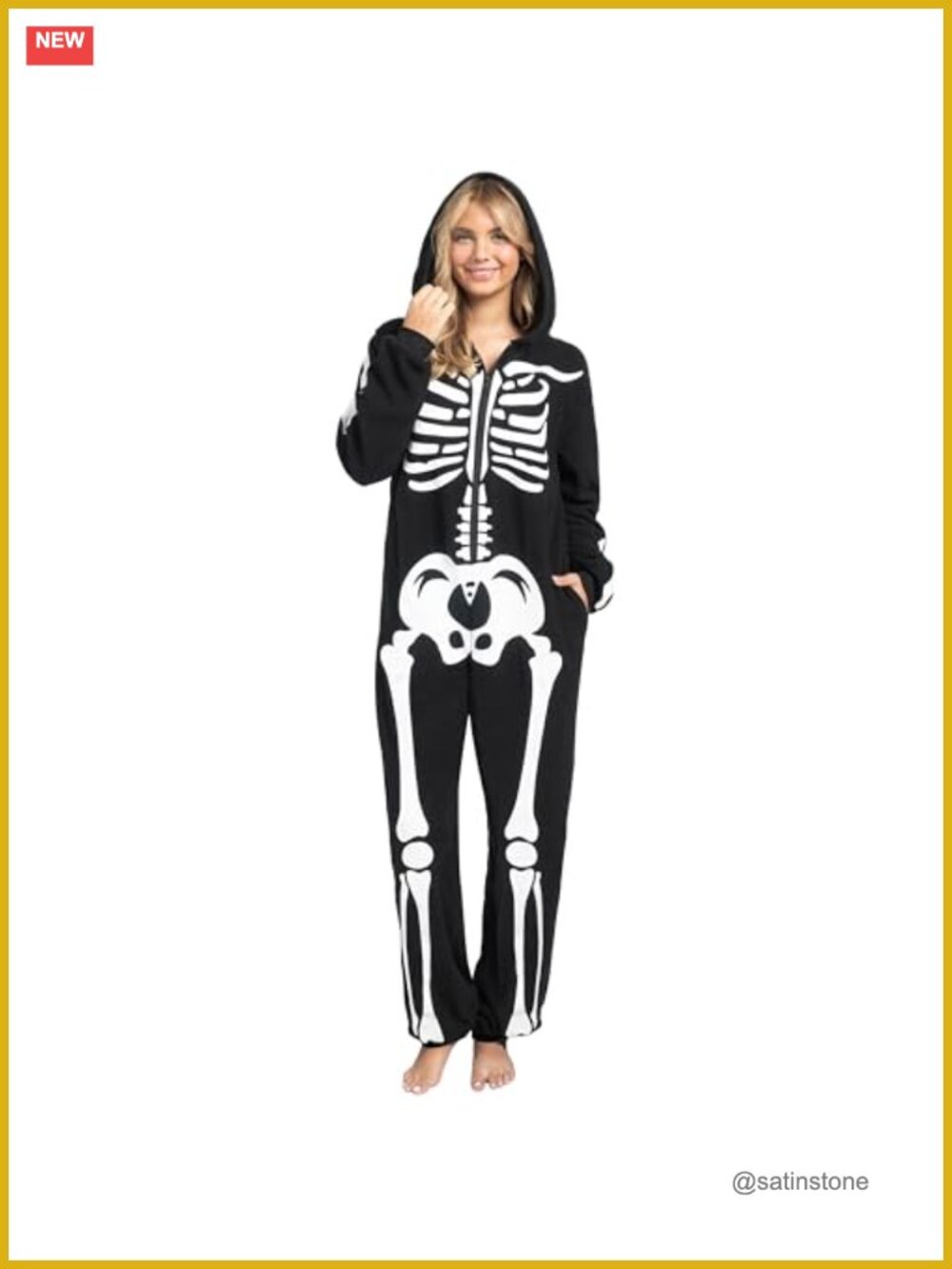 Skeleton Hooded Jumpsuit Adult Halloween Cosplay Costume